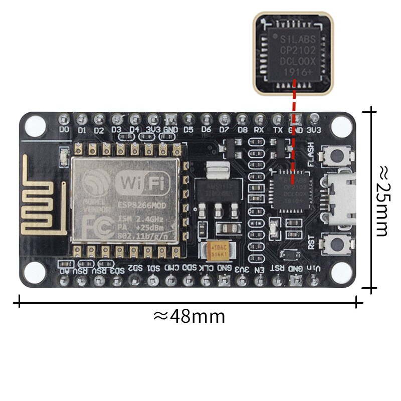 Mô Đun Phát Wifi Không Dây Ch340 / Cp2102 Nodemcu V3 V2 Lua Esp8266 Esp-12E Kèm Ăng Ten