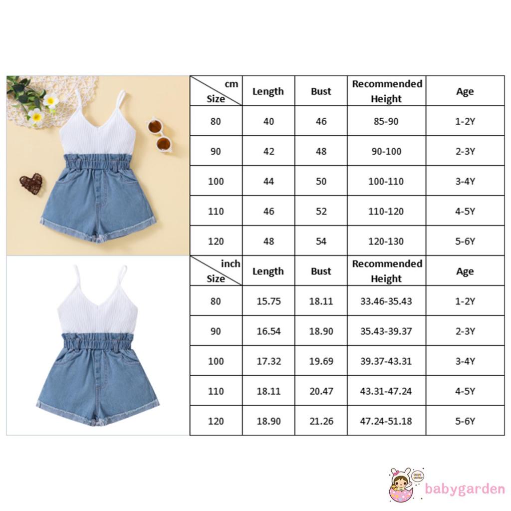 Bộ Áo Liền Quần Denim Cổ Chữ V Không Tay Thời Trang Mùa Hè Cho Bé Gái 1-6 Tuổi