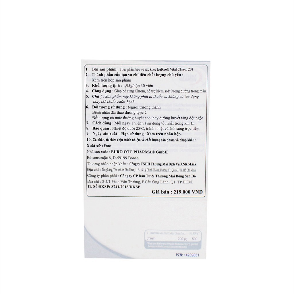 ❤️ ✅  Thực phẩm chức năng EuRho Vital Chrom 200  [Date xa] | BigBuy360 - bigbuy360.vn