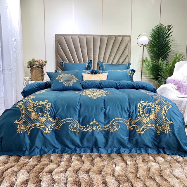 Sét lụa 60s cao cấp xanh 6 món