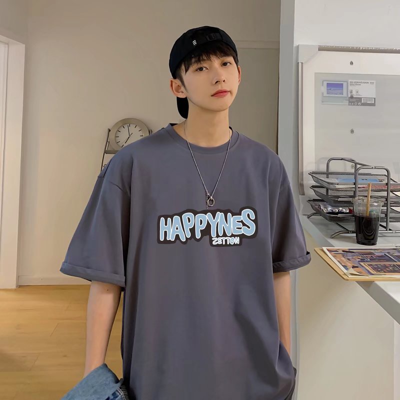 Áo Thun Nam Dáng Rộng In Chữ Phong Cách Hàn Quốc Thời Trang Mùa Hè Size M-8XL