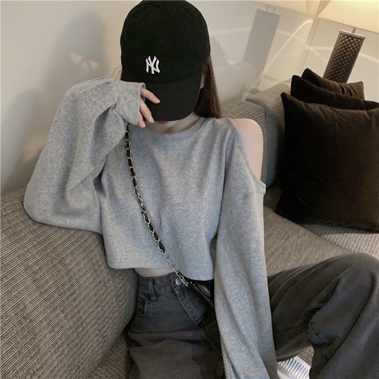 Áo Thun Tay Dài Hở Vai Dáng Rộng 2022 Thời Trang Dành Cho Nữ