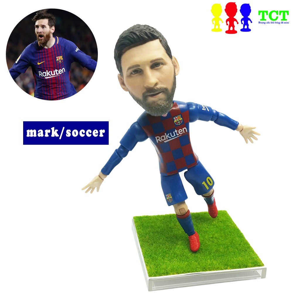 Tượng cầu thủ bóng đá MarkSoccer 13cm Messi - Barcelona thỏa thích tạo dáng