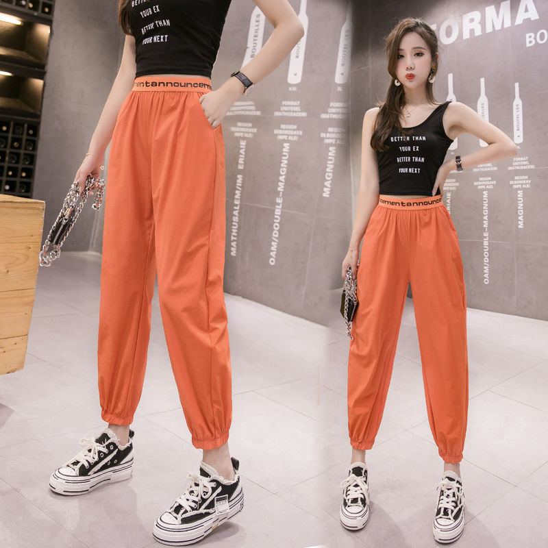 READY STOCK Women Sports Pants Stretchable Waist Multicolor Jogger Long Pants