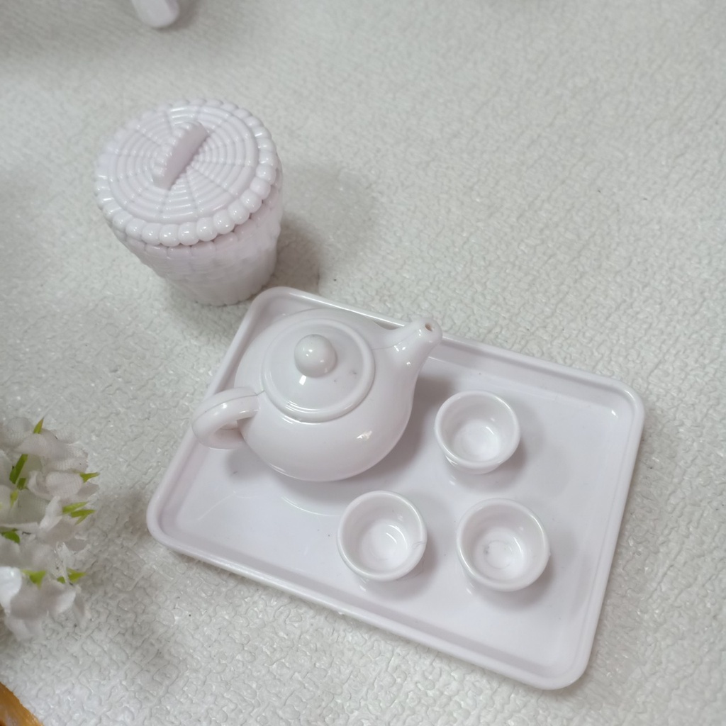 Bộ Bàn Ghế Phòng Khách Hiện Đại Kèm Ấm Chén Xinh Xắn ,Đồ Chơi Nội Thất Nhà Búp Bê