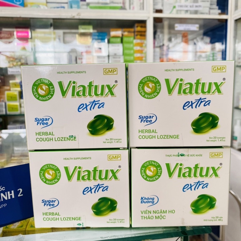 ✅ [Chính Hãng] Kẹo ngậm Viatux Extra Vietnat không đường giảm ho khàn tiếng - hộp 20 viên