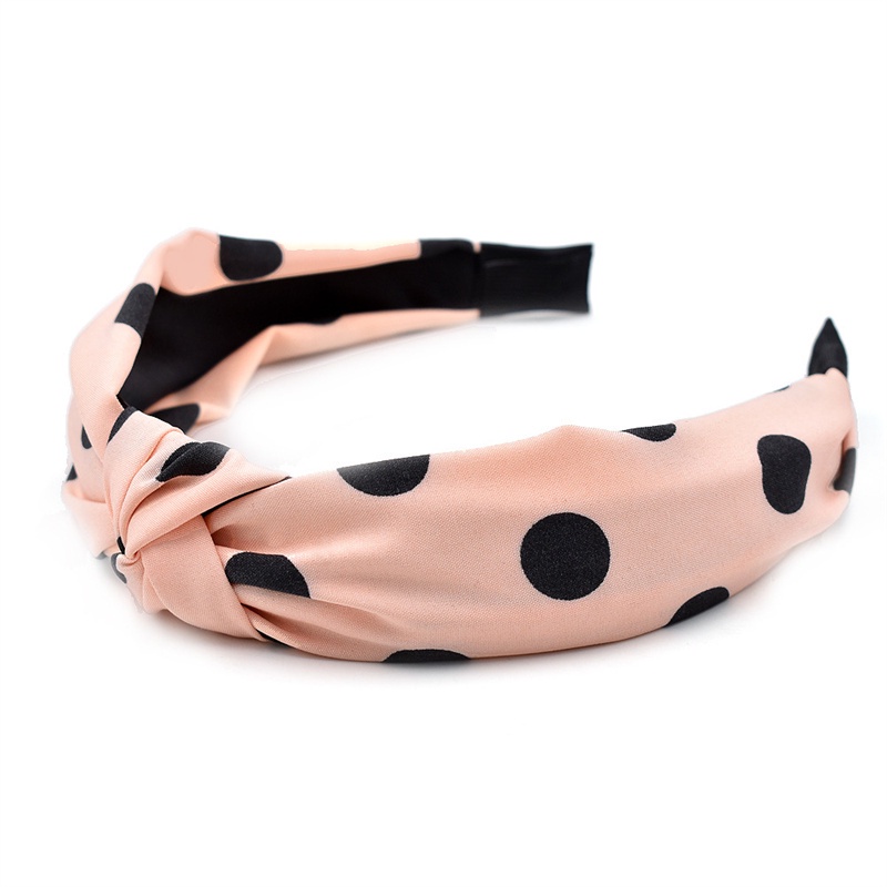 Băng đô cài tóc bản rộng họa tiết chấm bi đơn giản cho nữ