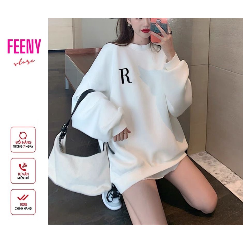 Áo hoodie nữ, Áo Sweater nữ mẫu chữ R không bai xù