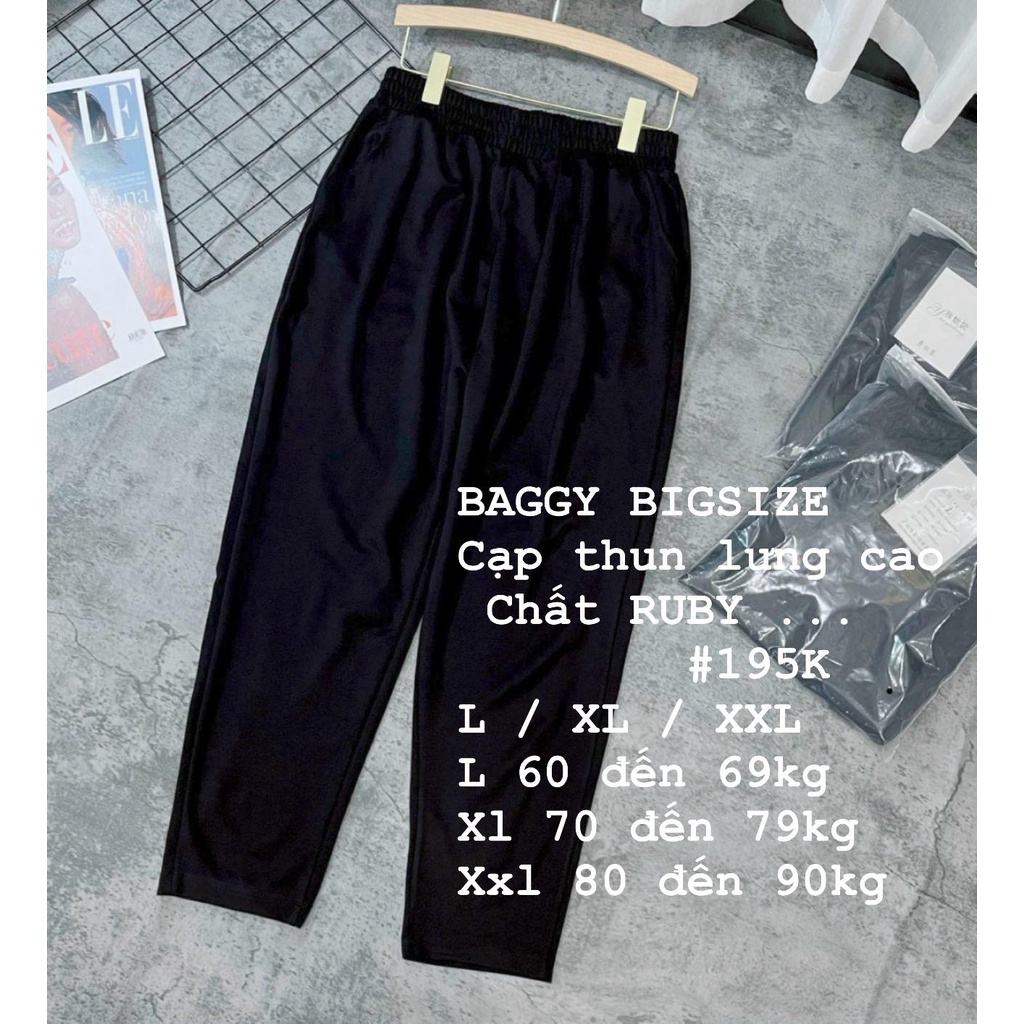 QUẦN LƯNG THUN ĐEN BAGGY BIGSIZE VƯƠNG NGỌC HÂN