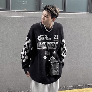 Wool sweater - áo len dài tay phối caro unisex