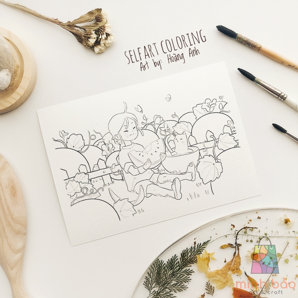 TRANH TÔ MÀU "FRUIT LAND" - CỦA HOÀNG ANH, 4 TRANH 300GSM, COLD PRESS