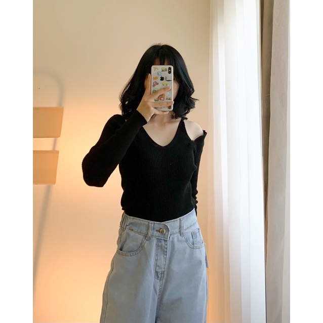 Áo trễ vai len tăm 532