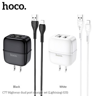 Củ sạc nhanh 2 cổng kèm cáp iPhone HOCO C77