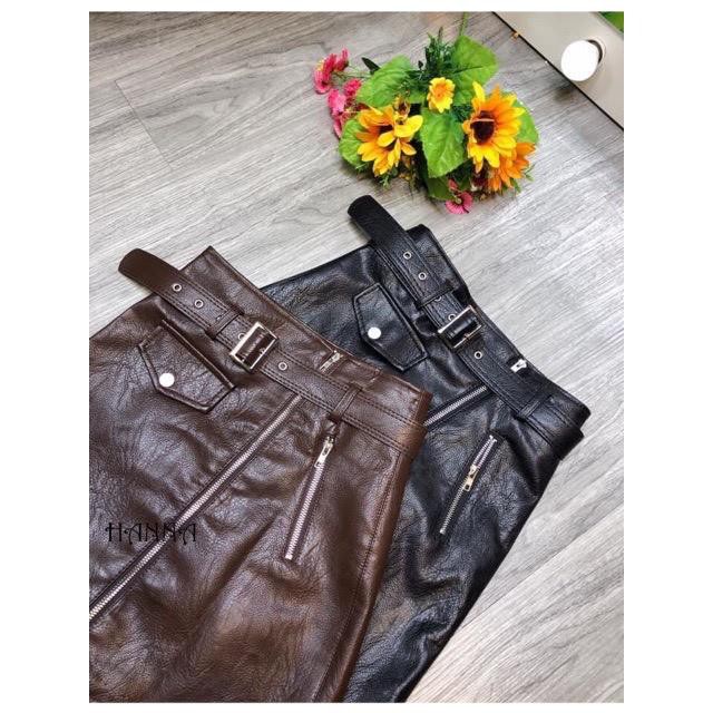 Chân Váy Chữ A, Chân Váy Da Cạp Cao Túi Nắp Khóa Kéo Có Quần Trong, Kèm Belt Hàng Quảng Châu Cao Cấp Trẻ Trung | Hanna | BigBuy360 - bigbuy360.vn