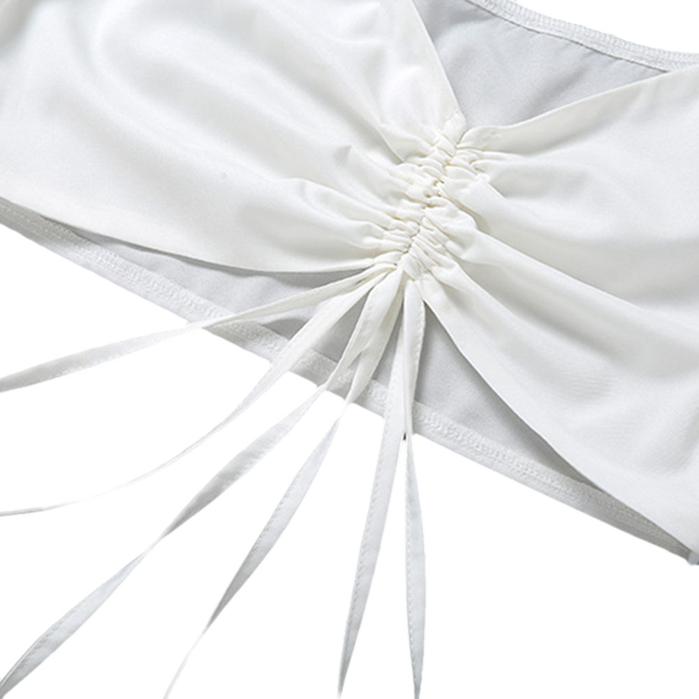 Áo Croptop Cổ Chữ V Phối Dây Rút Thời Trang Dành Cho Nữ