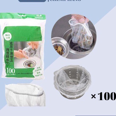 100 Chiếc Túi Lọc Rác Bồn Rửa Chén Bát Chống Tắc Nghẽn - Túi Lưới Lọc Rác Bồn Rửa Bát