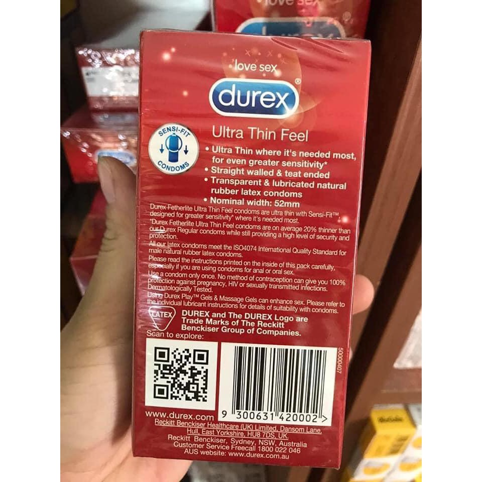 Bao cao su Durex Fetherlite Ultra Thin siêu mỏng hộp 30 cái của úc