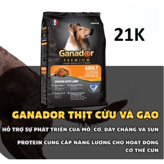 Thức Ăn Hạt Khô Các Giống Chó Vị GẠO Và Cừu Ganador 400g