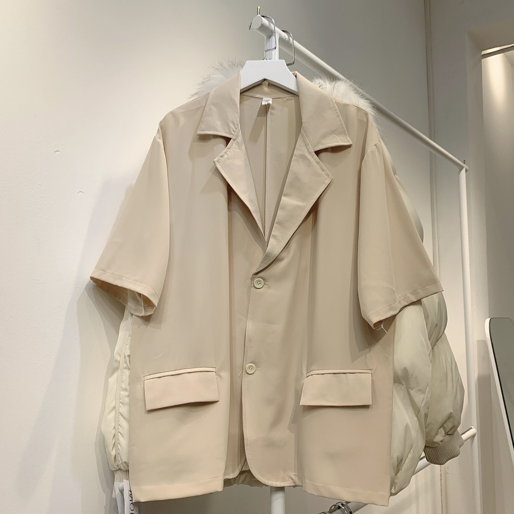 2101486 Áo blazer ngắn tay cho nữ ulzzang phong cách hàn quốc freesize chất voan cát mềm mát | BigBuy360 - bigbuy360.vn