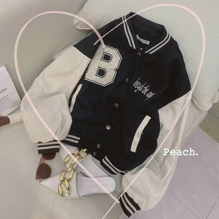 Áo khoác bomber da lộn lửng nữ unisex mẫu mới chữ b siêu đẹp thời trang - tp774