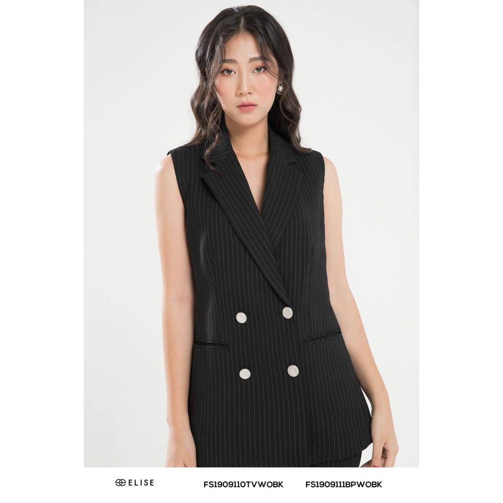 [Mã FAMALLT5 giảm 15% đơn 150k] Áo ghi lê đen kẻ cúc thiết kế Elise | BigBuy360 - bigbuy360.vn