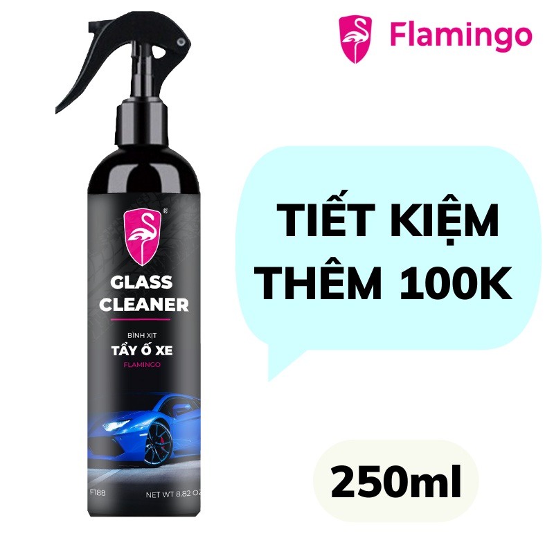 Chai xịt tẩy Ố Kính Ô tô FLAMINGO- Phủ Nano chống bám nước- Tẩy Cặn Canxi- Làm Sạch Kính Xe Bị Ố Mốc, MờĐục