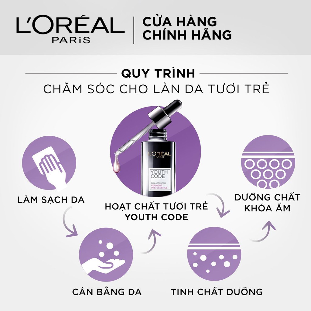 Hoạt chất tươi trẻ làn da chống lão hóa L'Oreal Paris Youth Code Skin Activating Ferment Pre-Essence 30ml | WebRaoVat - webraovat.net.vn