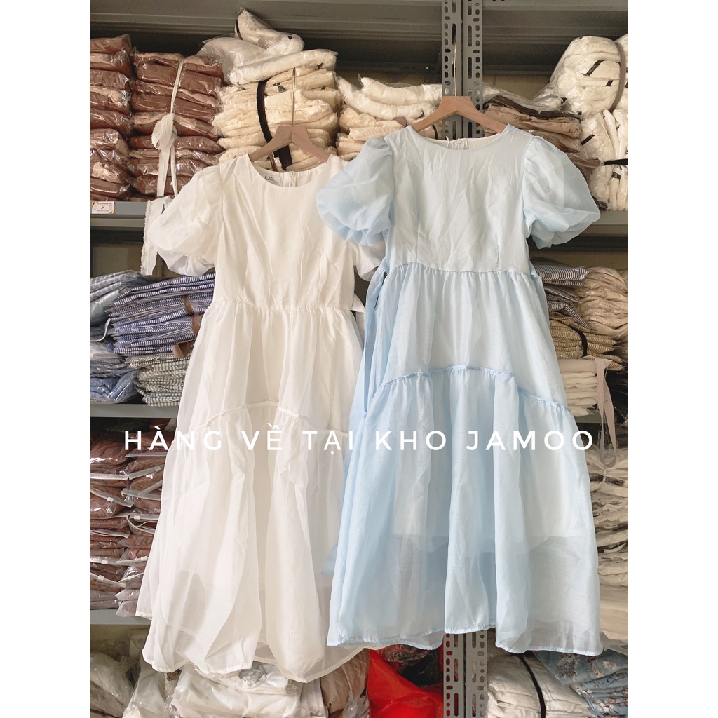 Váy babydoll voan tay bồng ngắn tay siêu xinh