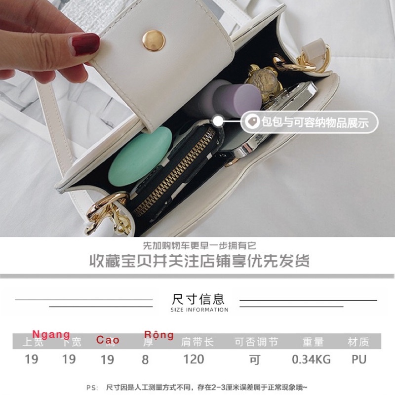 Túi mini bánh qui đeo chéo siêu hot phối xích trơn đơn giản 2022