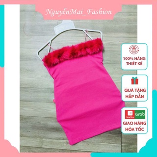 Váy body 2 dây đính lông nhiều màu siêu xinh cho bé gái