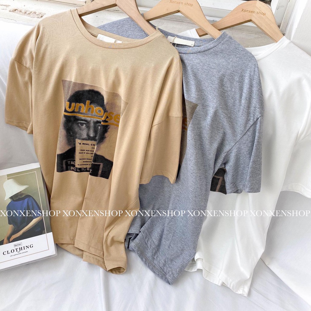 Áo thun form rộng in họa tiết chất cotton thoáng mát Xonxen shop free size mã 502148