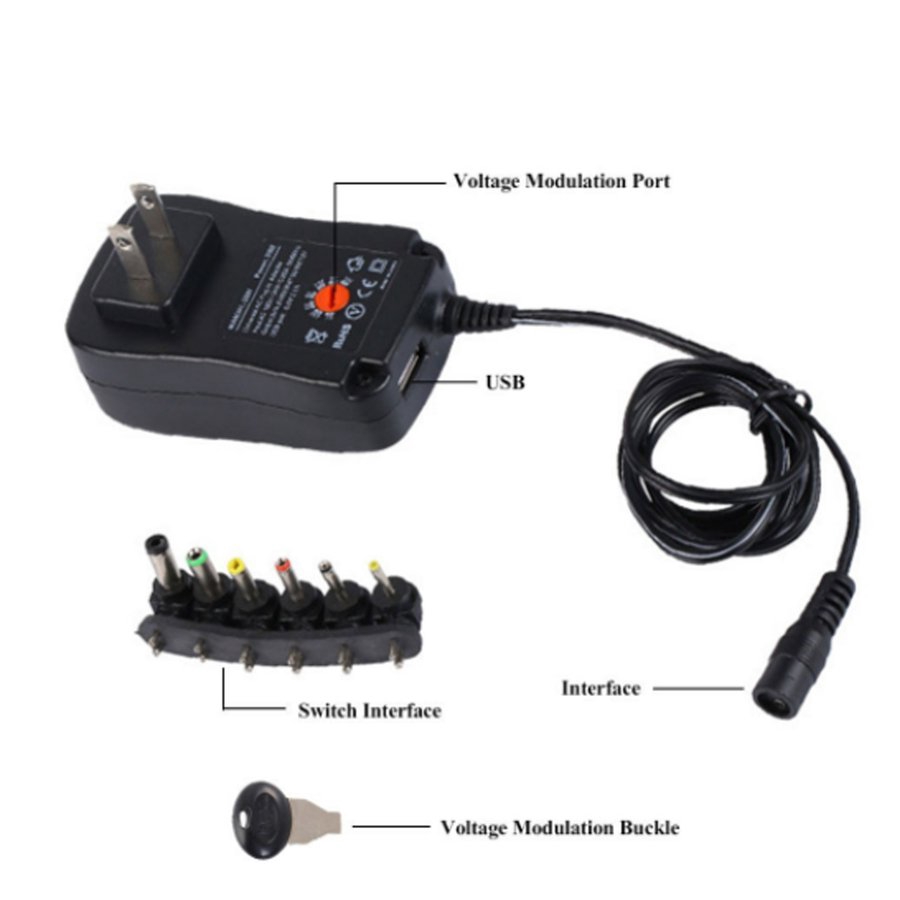 Adapter chuyển đổi dòng điện AC/DC 3V/4.5V/6V/7.5V/9V/12V công suất 30W