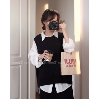 Áo gile len lông thỏ
