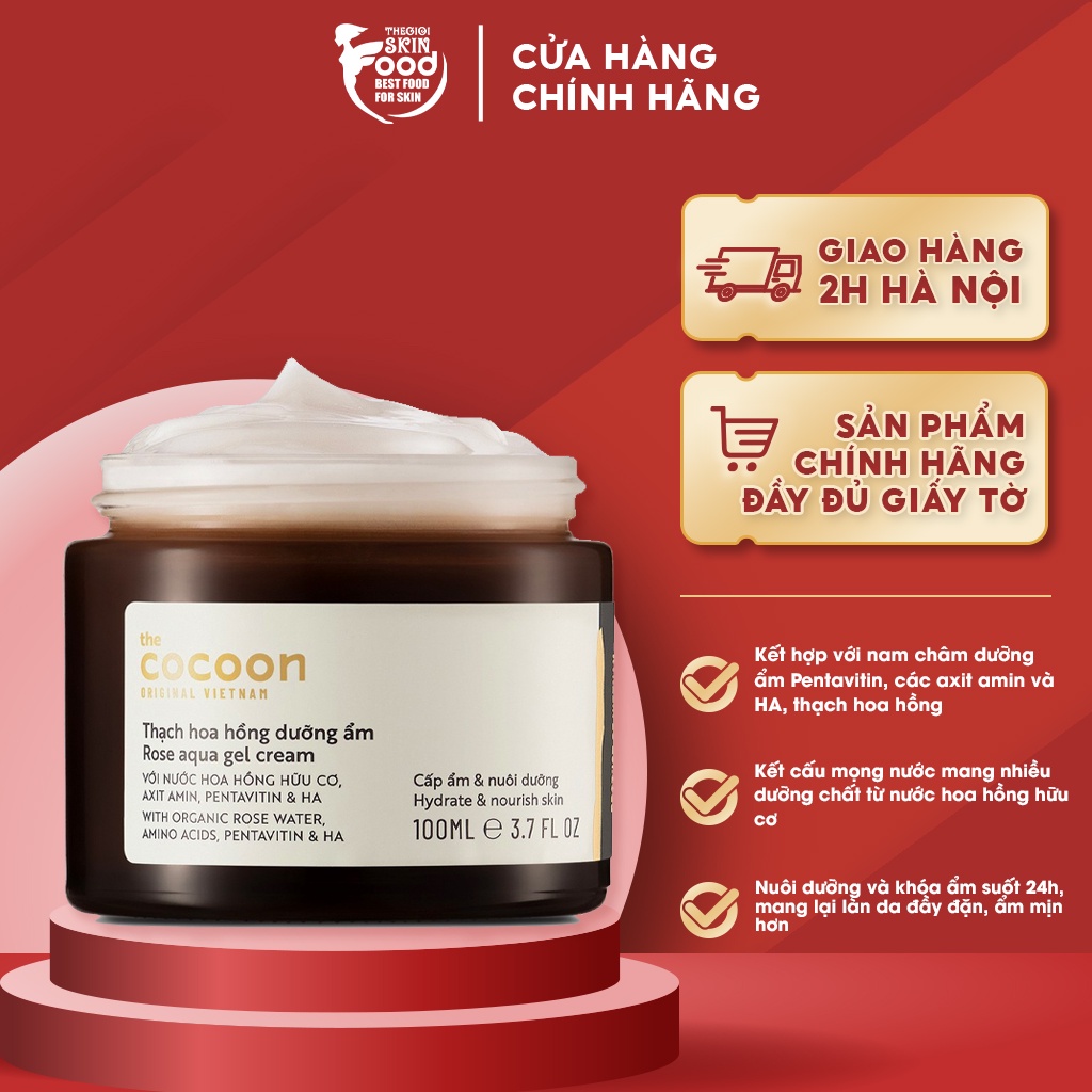 Kem Dưỡng Ẩm Dạng Thạch Từ Hoa Hồng The Cocoon Rose Aqua Gel Cream 30ml