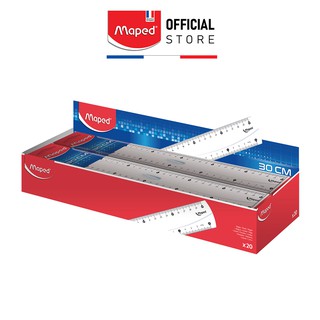 Thước Trắng Cứng Esstentials Maped - Có Cán Cầm, Dễ Sử Dụng, Thương Hiệu Pháp [Chính Hãng}