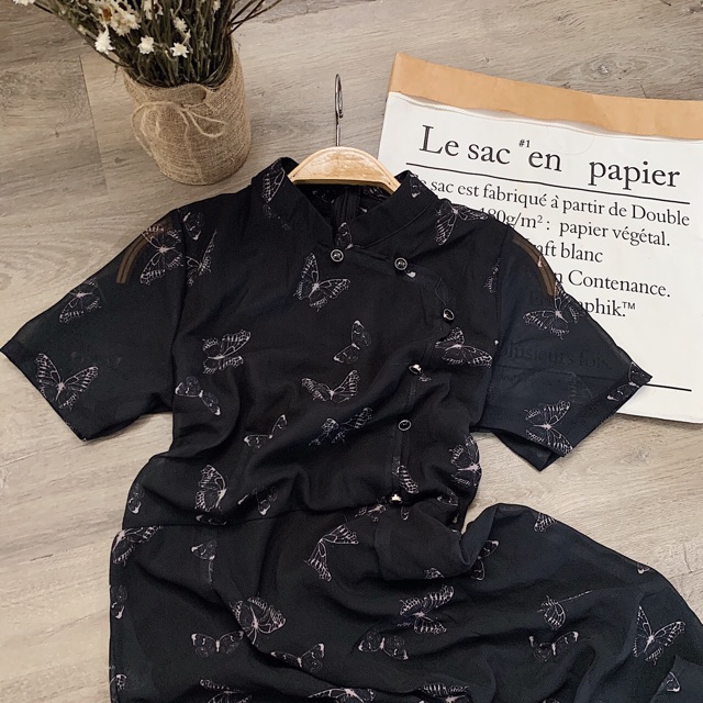 🌻ĐẦM SƯỜN XÁM TAY PHỒNG NHUNG ĐEN🌻kèm hình chụp thật | BigBuy360 - bigbuy360.vn