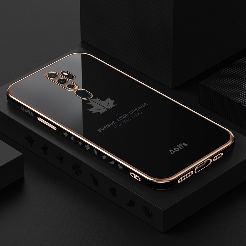 Ốp điện thoại Koosuk silicone mềm mạ láng bóng họa tiết lá phong cho OPPO A5 A9 2020 F11 Pro