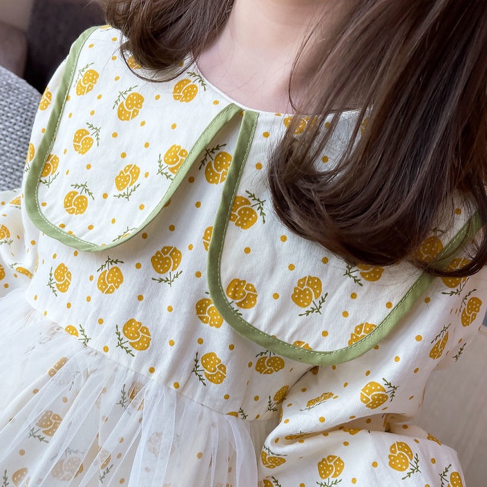 Đầm Công Chúa Tay Dài Cổ Búp Bê Thời Trang Mùa Thu 2022 Mới Cho Bé Gái