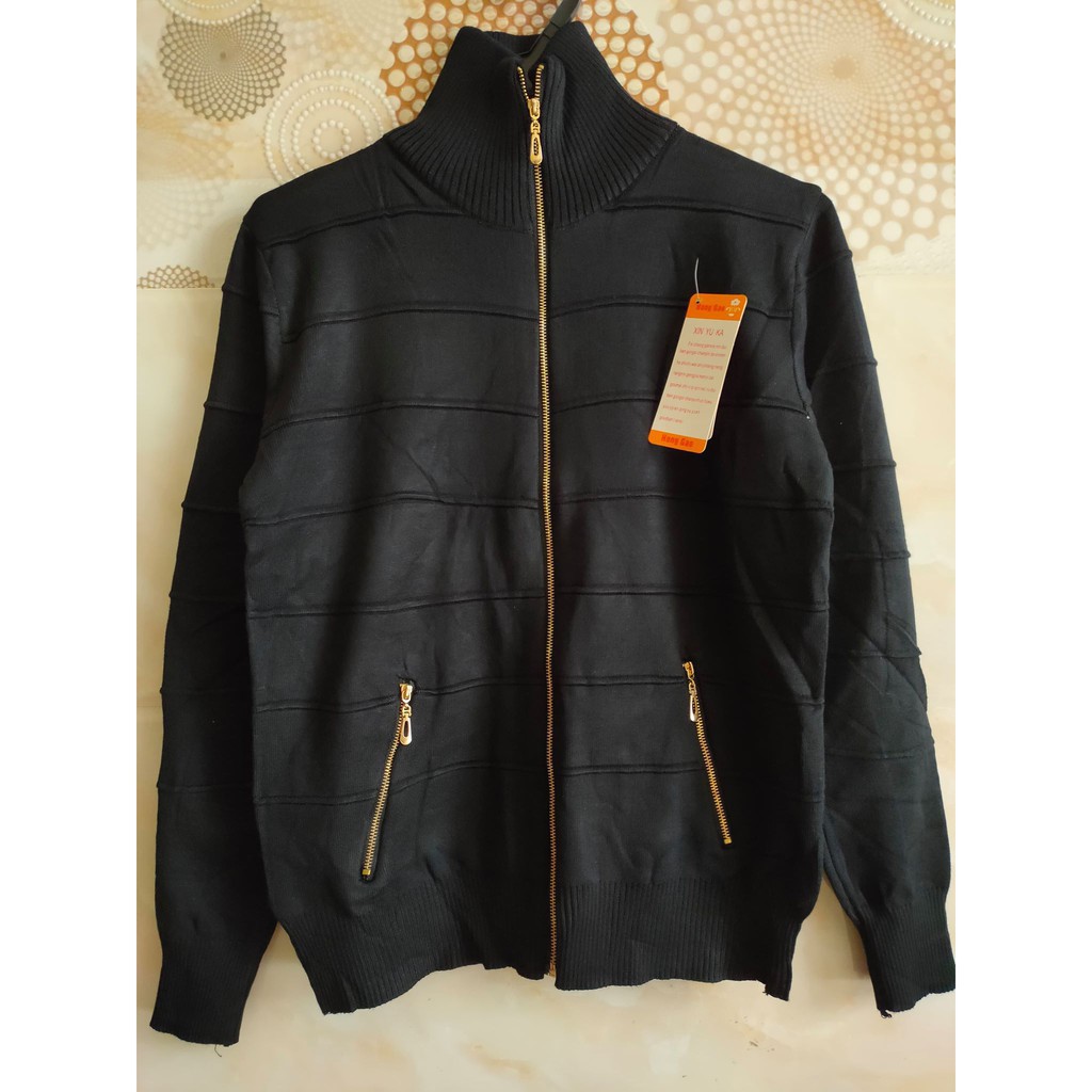 Áo khoác len cổ cao phối túi dây kéo hàng co giãn ảnh chụp thật