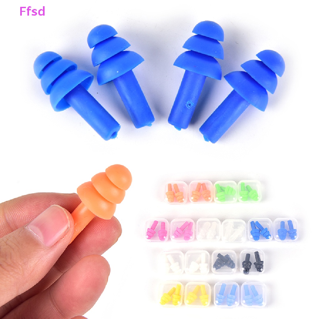 {Ffsd} Set 2 Cặp Nút Bịt Tai Bằng Silicon Mềm Bảo Vệ Tai Chống Ồn Kèm Hộp Đựng