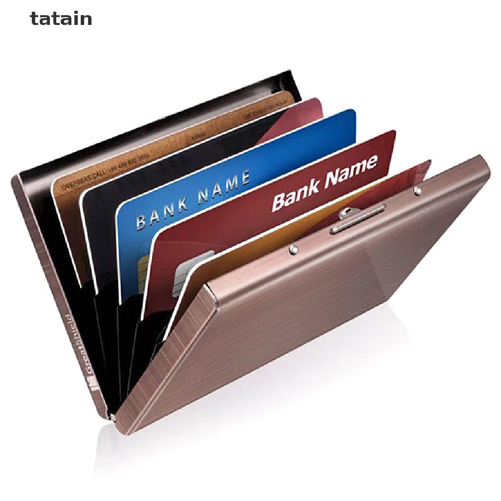 Fashion Aluminum Antimagnetic Card Holder Women Men Metal Cowhide Credit CVX