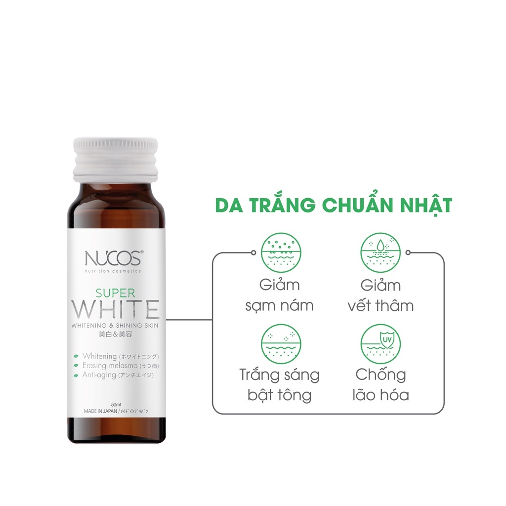 Collagen trắng da mờ thâm nám Nucos Super White 50ml x 10 chai