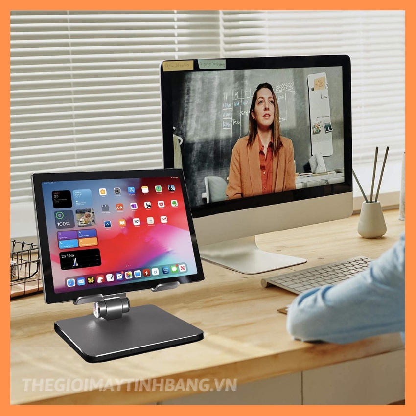 Giá đỡ Máy tính bảng Điện thoại. Chất liệu  Hợp kim Nhôm Cao cấp  Xoay Gập Đa năng- Aluminium Tablet Holder (Large size)