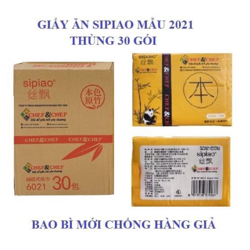 thùng 30 gói giấy ăn gấu trúc hàng chuẩn nội địa Trung Quốc mặc giấy 6021