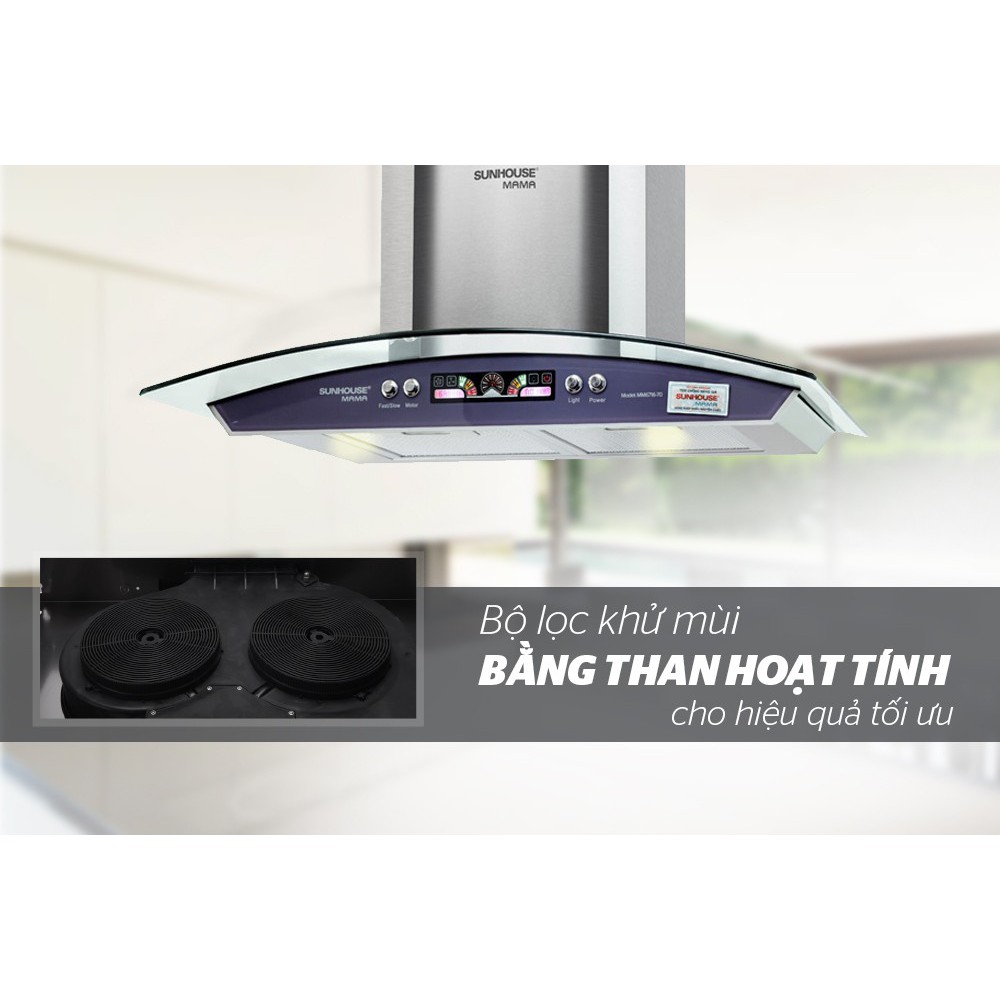 [Mã ELMS05 giảm 5% đơn 300k]Máy hút mùi kính cong SUNHOUSE MAMA MM6716-70