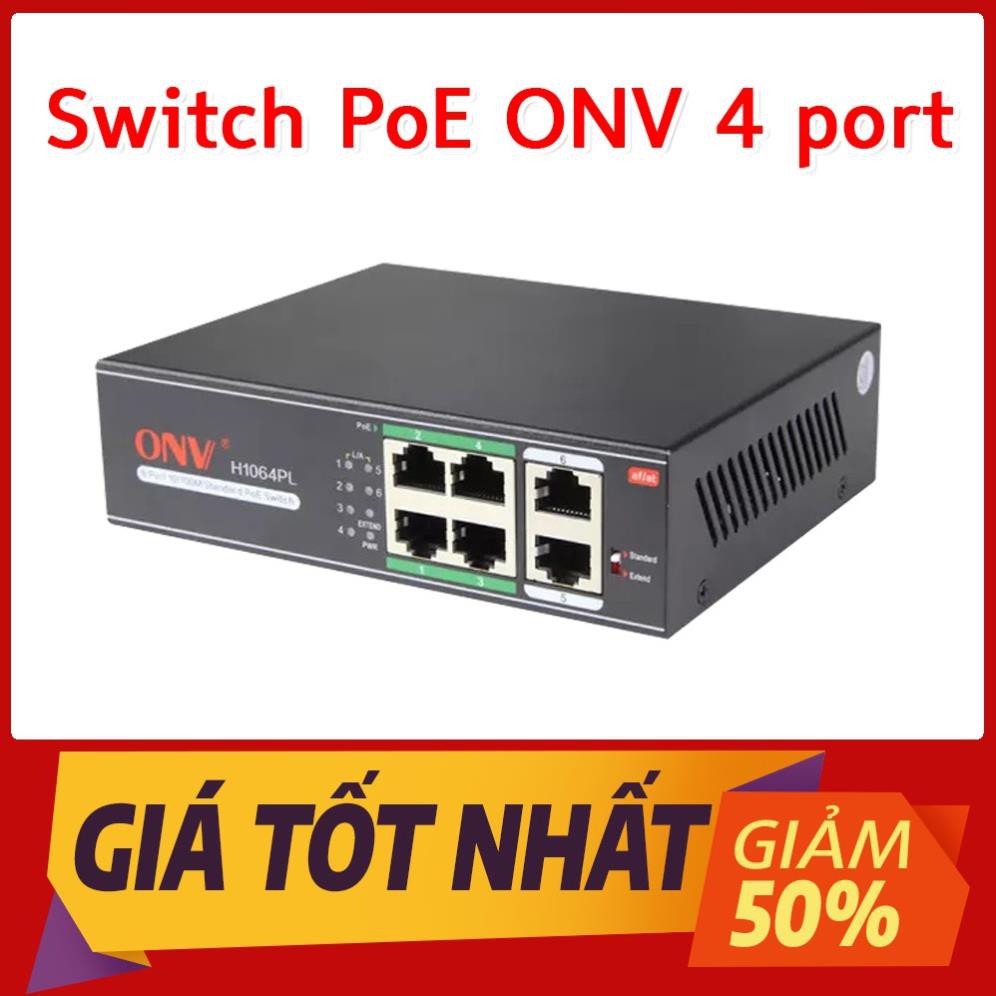 [Hàng Chính Hãng] Switch PoE 4 port - 2 Cổng Uplink Hàng chính hãng ONV SANTO