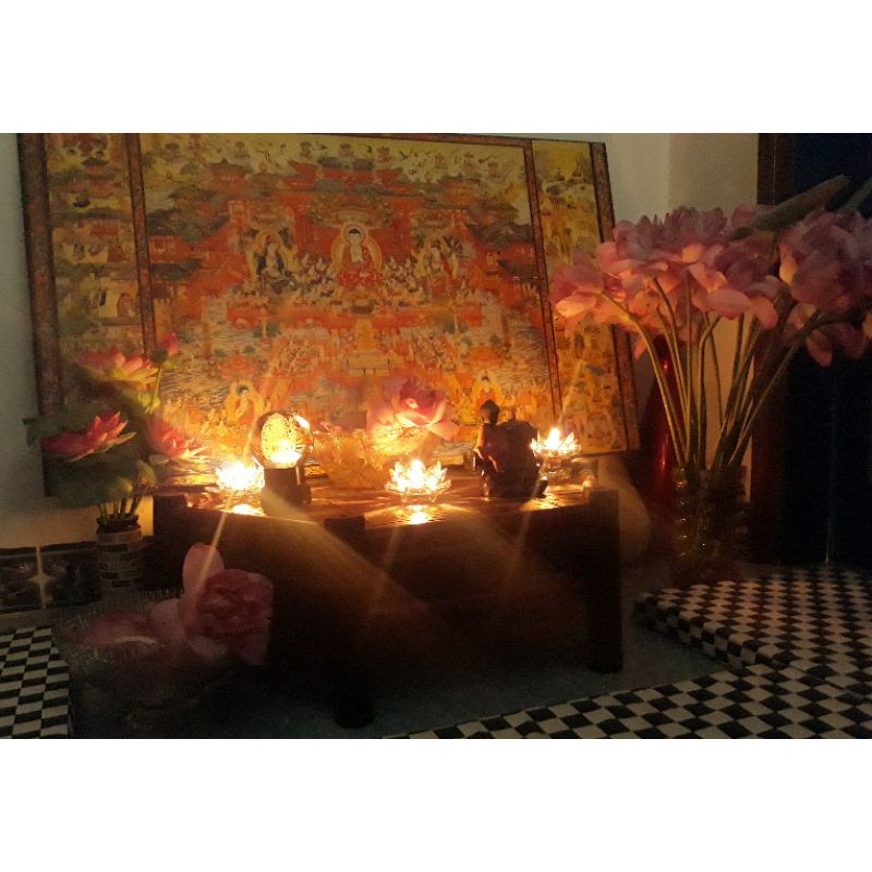 Đế nến - chân nến hoa sen pha lê