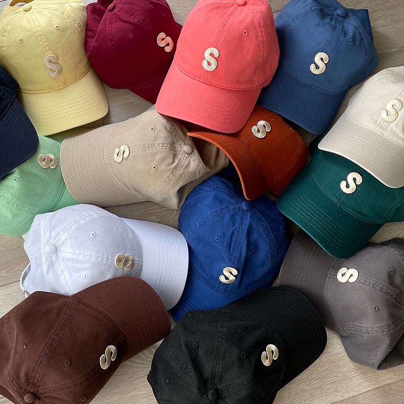 Mũ lưỡi trai chống nắng màu trơn họa tiết chữ cái phong cách Nhật Bản thời trang cho nam và nữ 15a