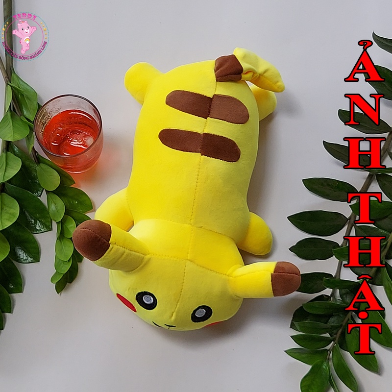 Gấu Bông Pikachu Dáng Nằm Size 40Cm Hàng Cao Cấp Xuất Dư Siêu Thị