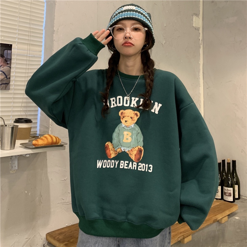 SUXI Áo sweatshirt tay dài dáng rộng thời trang mùa thu mới dành cho nữ